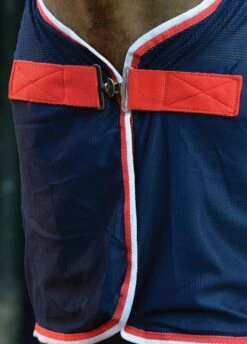 Weatherbeeta Scrim Cooler Standard Neck - Navy/Red/White -Lemieux Equestrian Supplies Shop coolerfeature4