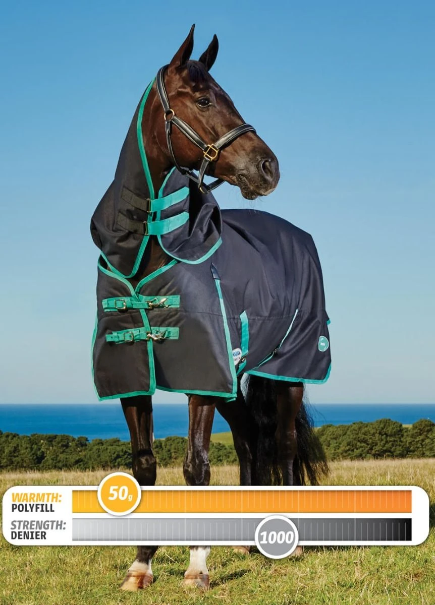 Weatherbeeta Green-Tec 900D Detach-A-Neck Lite Plus Turnout - Black/Bottle Green 3 Weatherbeeta Green-Tec 900D Detach-A-Neck Lite Plus Turnout - Black/Bottle Green