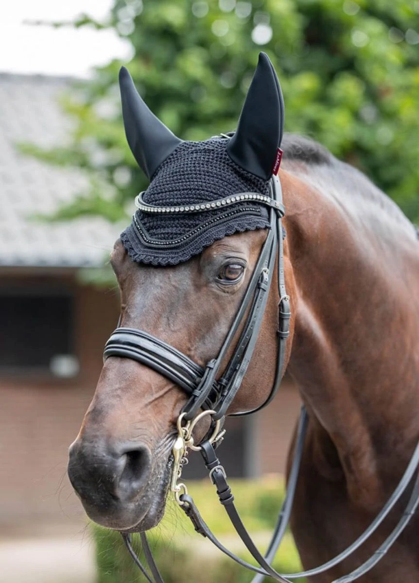 LeMieux Diamante Acoustic Fly Hood - Black 5 LeMieux Diamante Acoustic Fly Hood - Black - Image 3