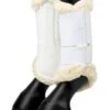 LeMieux Fleece Edged Mesh Brushing Boots - White/Natural -Lemieux Equestrian Supplies Shop lmfleeceedgedbootwhite1rdy