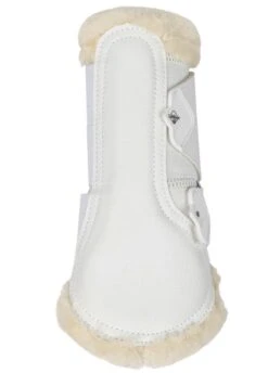 LeMieux Fleece Edged Mesh Brushing Boots - White/Natural -Lemieux Equestrian Supplies Shop lmfleeceedgedbootwhite2rdy
