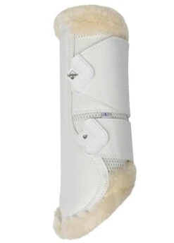 LeMieux Fleece Edged Mesh Brushing Boots - White/Natural -Lemieux Equestrian Supplies Shop lmfleeceedgedbootwhite3rdy
