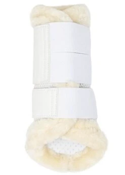 LeMieux Fleece Edged Mesh Brushing Boots - White/Natural -Lemieux Equestrian Supplies Shop lmfleeceedgedbootwhite4rdy
