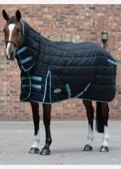 Weatherbeeta ComFiTec PP Channel Quilt Combo Heavy Stable Rug - Blk/Turq